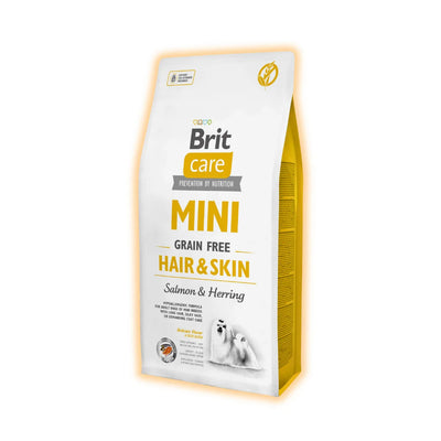 Cухий корм для собак Brit Care Mini GF Hair&Skin 7 кг - лосось та оселедець - pawow.com.ua