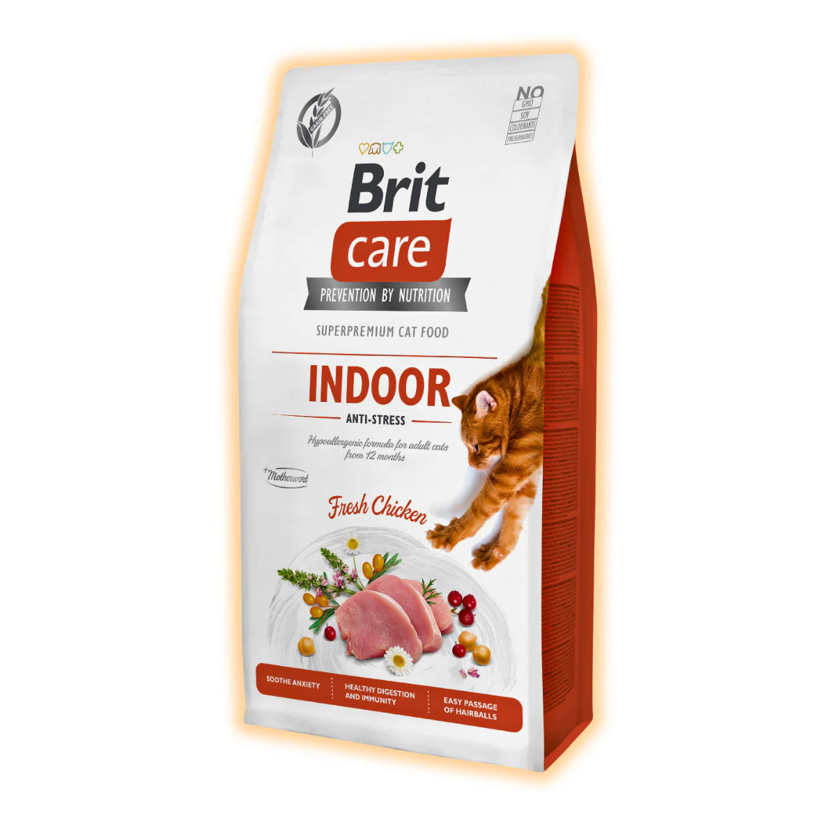 Сухий корм для котів Brit Care Cat GF Indoor Anti-stress 7 кг - курка - pawow.com.ua