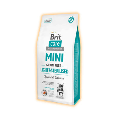 Brit Care Grain Free Mini Light&Sterilised сухий корм для собак 7 кг - кролик і лосось - pawow.com.ua