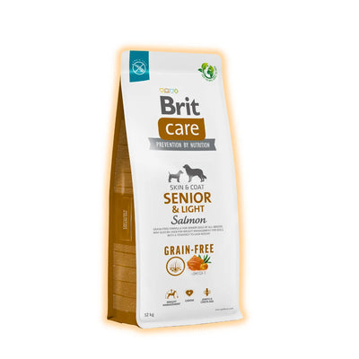 Brit Care Grain-free Senior&Light сухий корм для собак 12 кг - лосось - pawow.com.ua