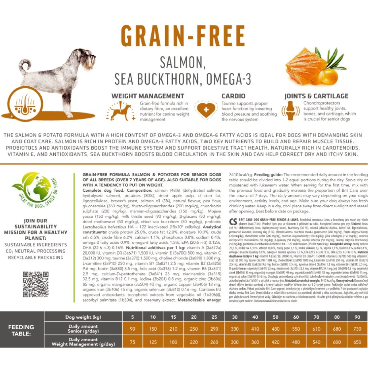 Brit Care Grain-free Senior&Light сухий корм для собак - лосось, опис і склад - pawow.com.ua