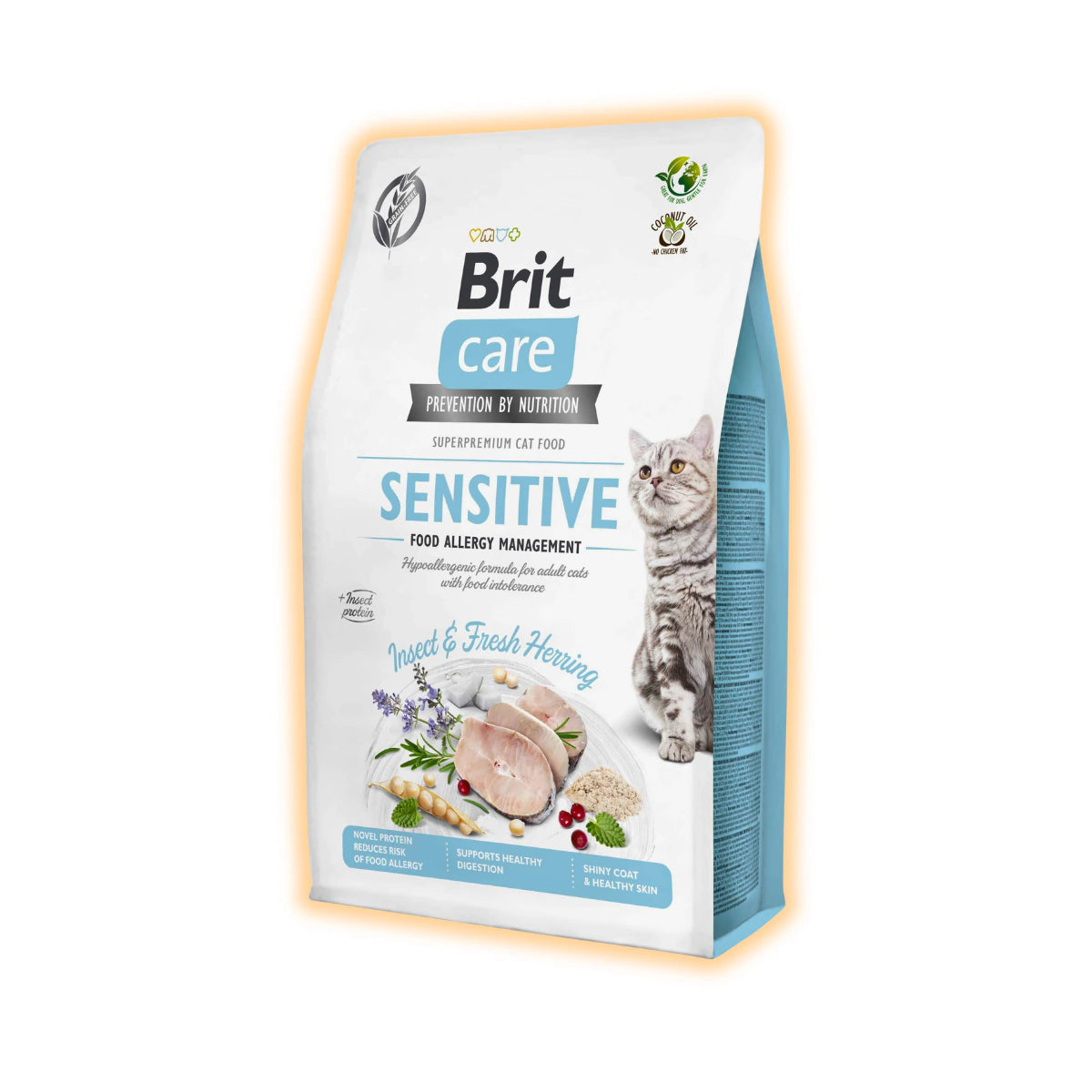 Сухий корм для котів Brit Care Sensitive 2 кг - комахи та оселедець - pawow.com.ua
