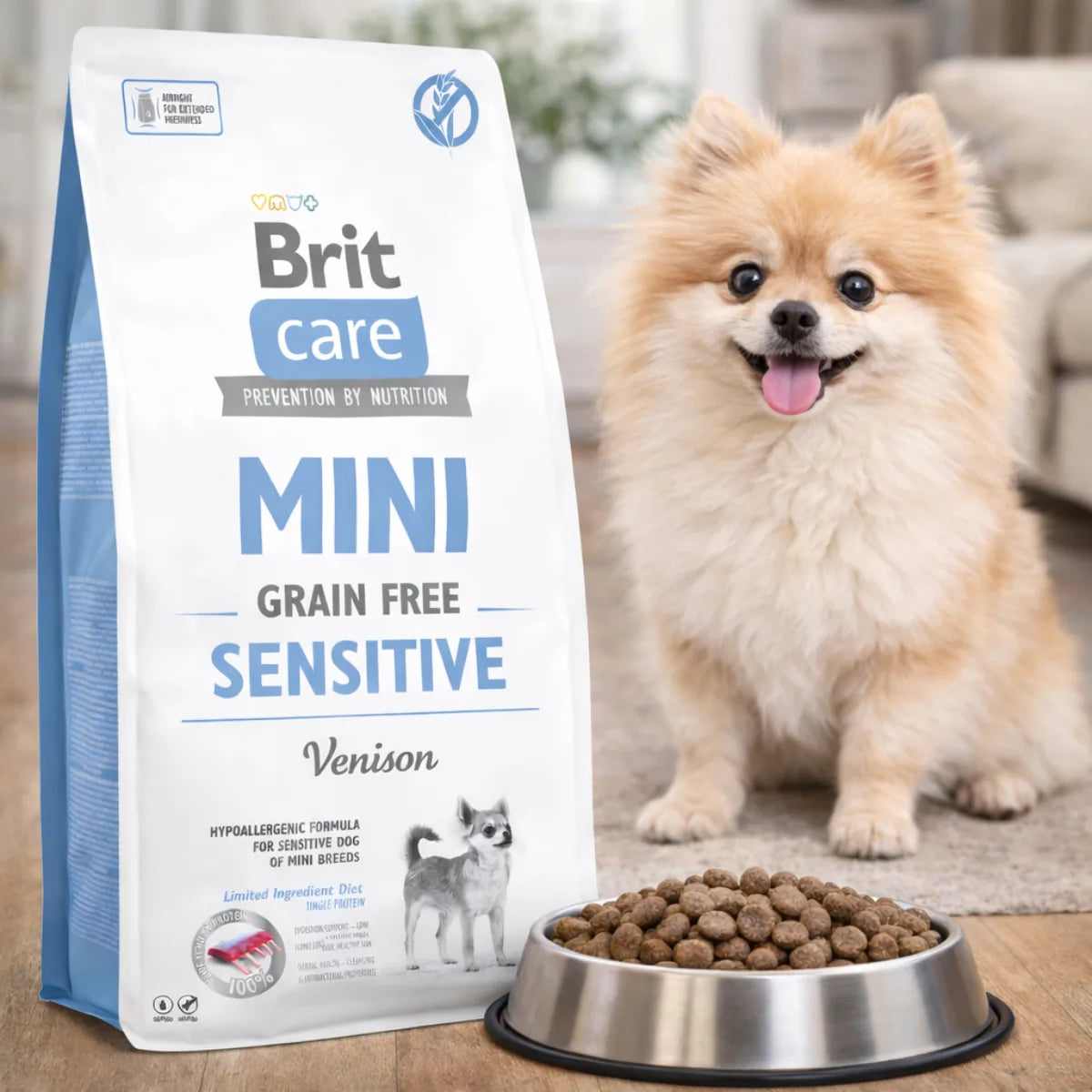 Brit Care Mini GF Sensitive сухий корм для собак - оленина, промофото - pawow.com.ua