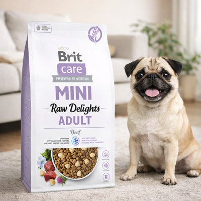 Cухий корм для собак Brit Care Mini Raw Delights Adult - яловичина, промофото - pawow.com.ua