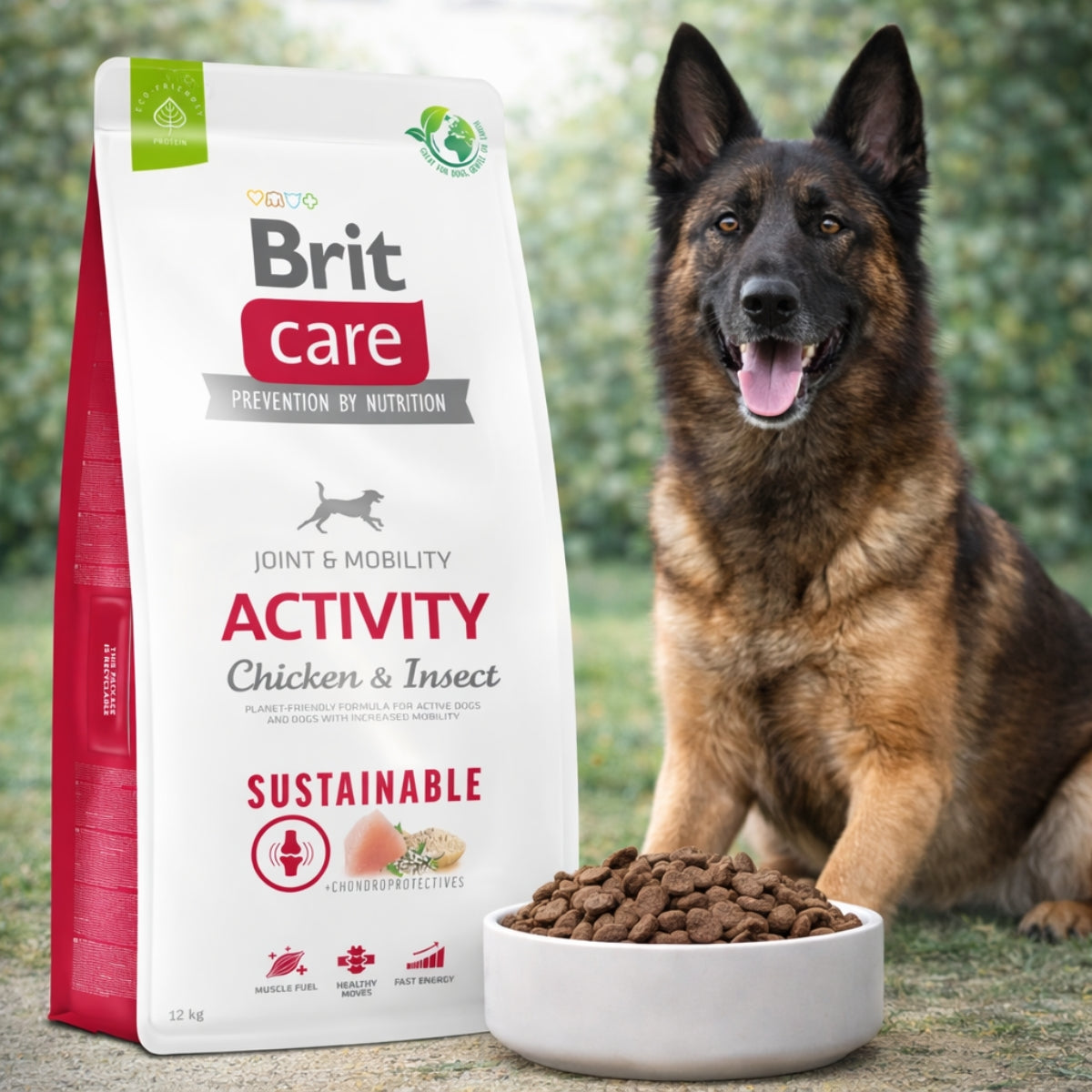 Cухий корм для собак Brit Care Sustainable Activity - курка та комахи, промофото - pawow.com.ua
