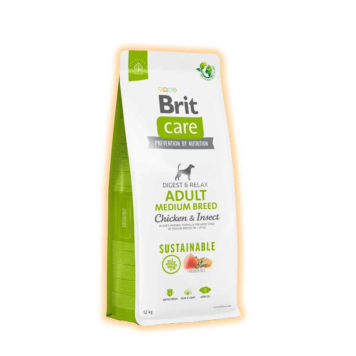 Cухий корм для собак Brit Care Digest and Relax Medium Breed Adult 12 кг - курка та комахи - pawow.com.ua