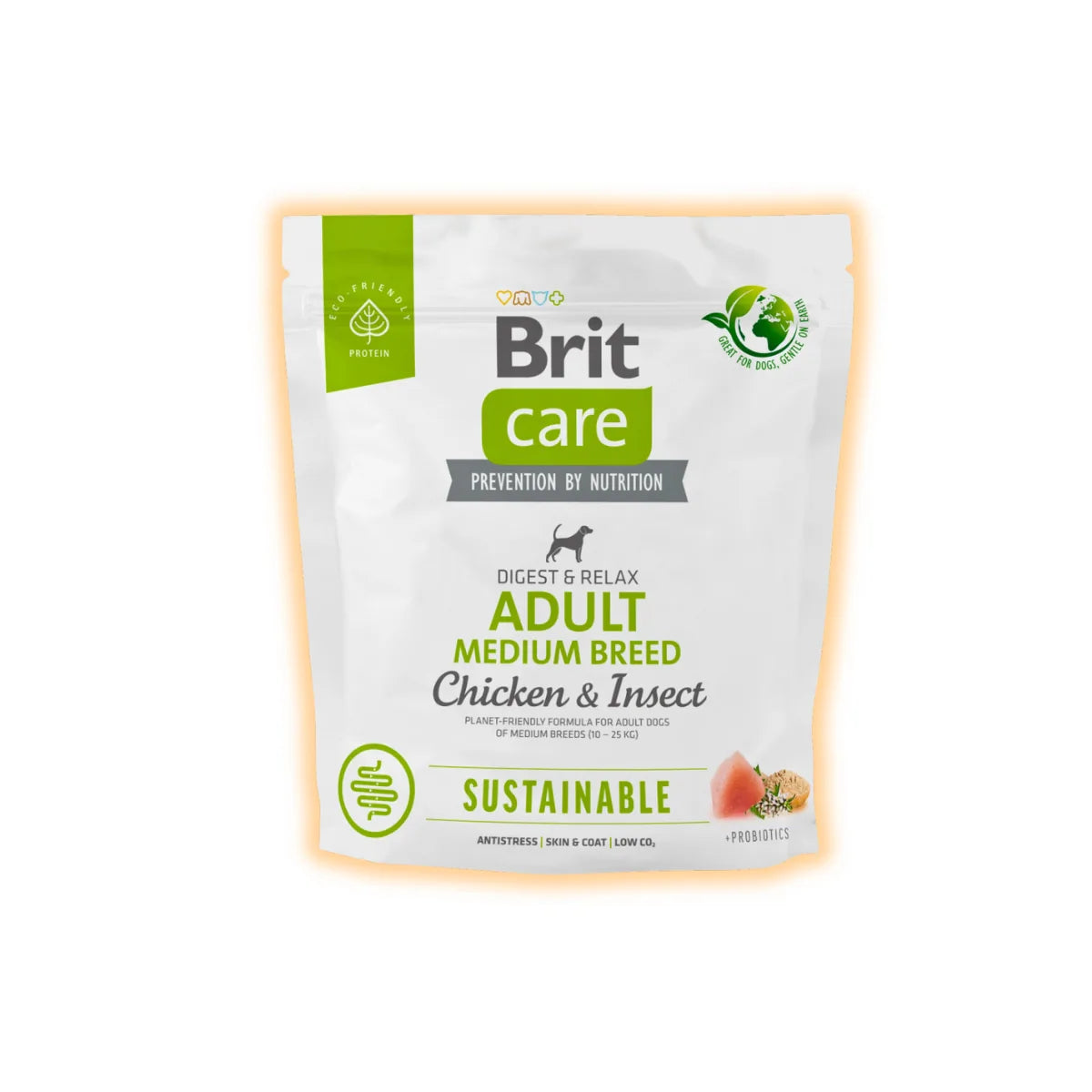 Cухий корм для собак Brit Care Digest and Relax Medium Breed Adult 1 кг - курка та комахи - pawow.com.ua