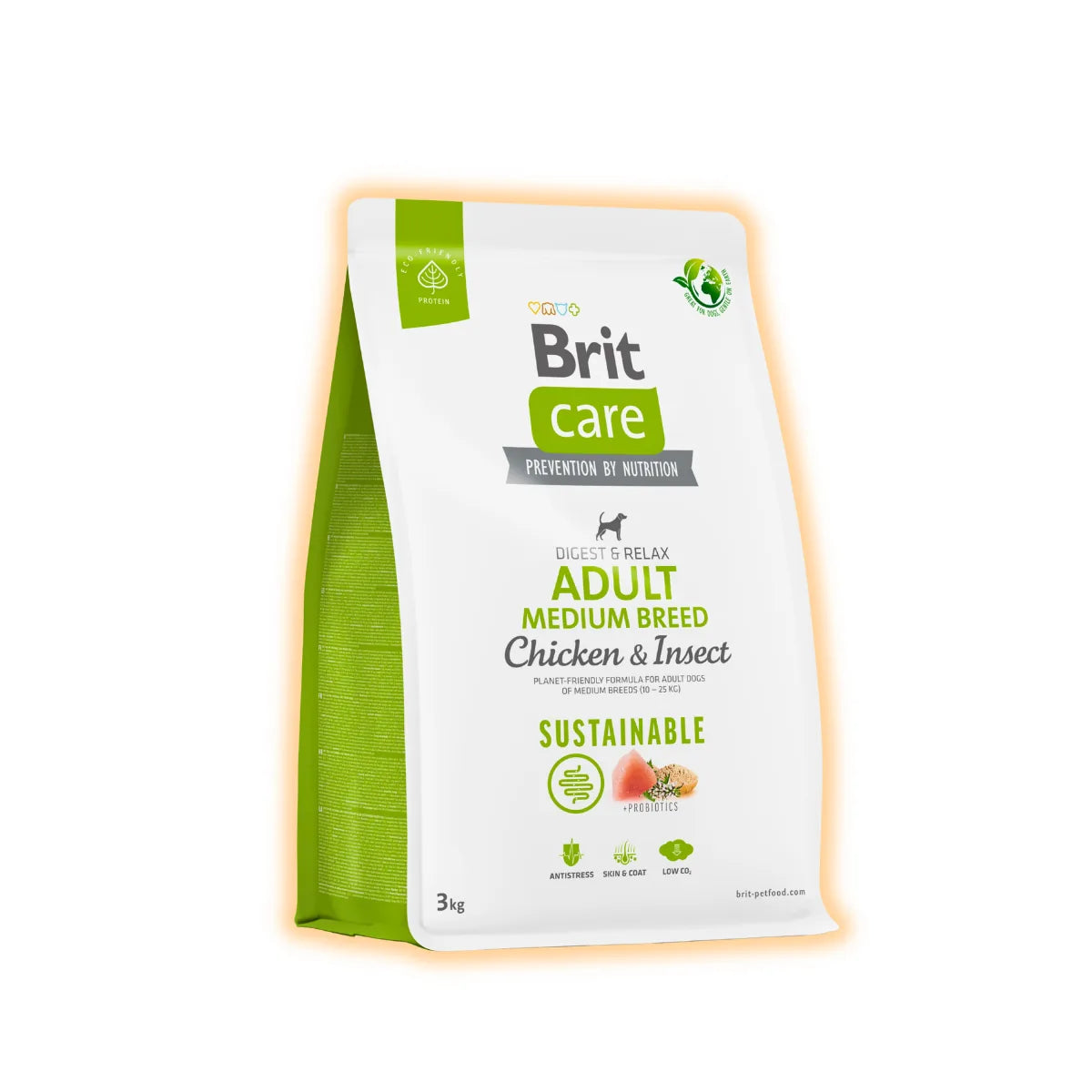 Cухий корм для собак Brit Care Digest and Relax Medium Breed Adult 3 кг - курка та комахи - pawow.com.ua