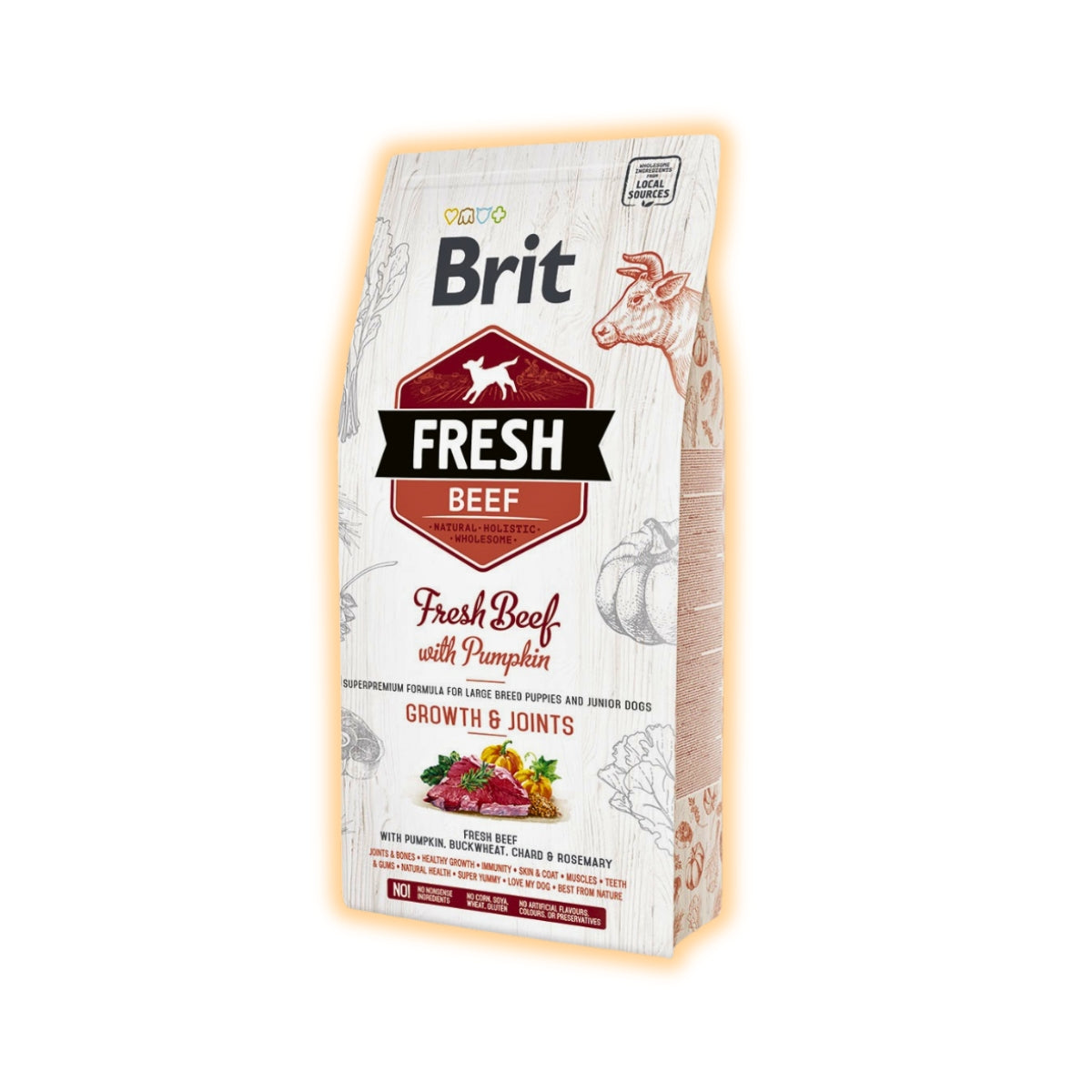 Cухий корм для цуценят Brit Fresh Puppy Junior Growth & Joints 2,5 кг - яловичина та гарбуз - pawow.com.ua