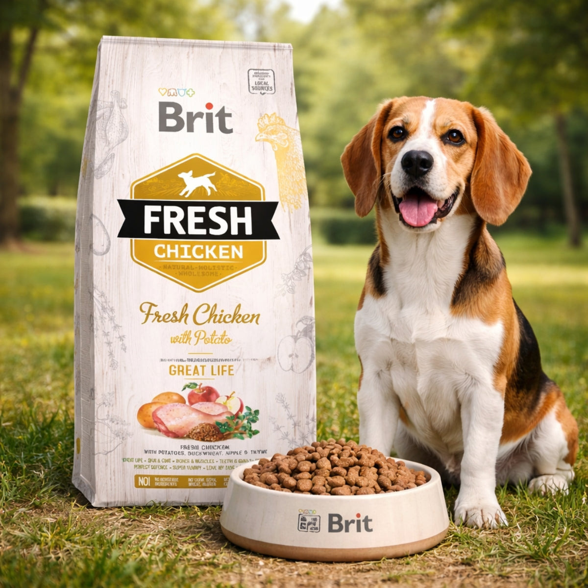 Cухий корм для собак Brit Fresh Chicken Great Life - курка, промофото - pawow.com.ua
