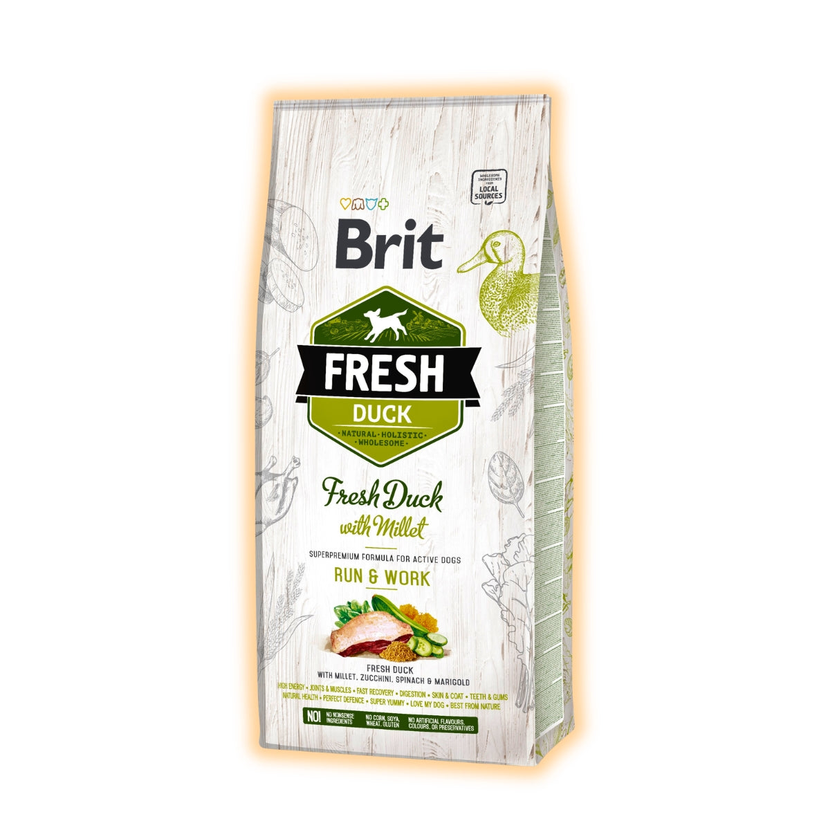 Cухий корм для собак Brit Fresh Active Run and Work 12 кг - качка - pawow.com.ua