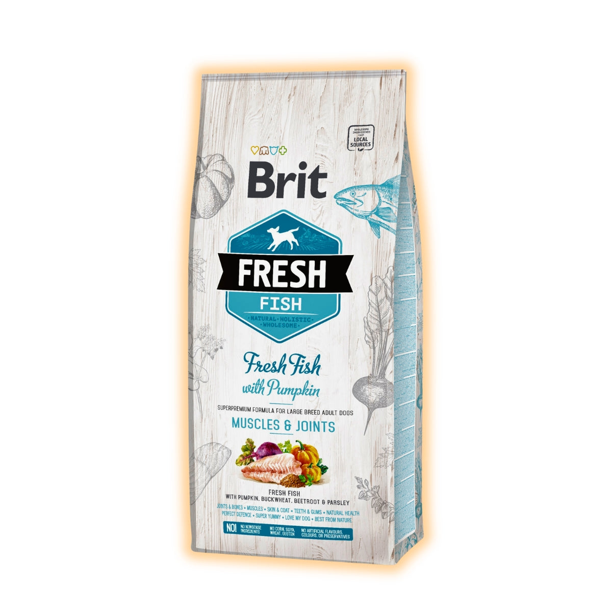 Cухий корм для собак Brit Fresh Adult Muscles & Joints 12 кг - риба та гарбуз - pawow.com.ua