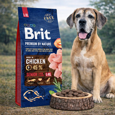 Сухий корм для собак Brit Premium Dog Senior L+XL - курка, промофото - pawow.com.ua