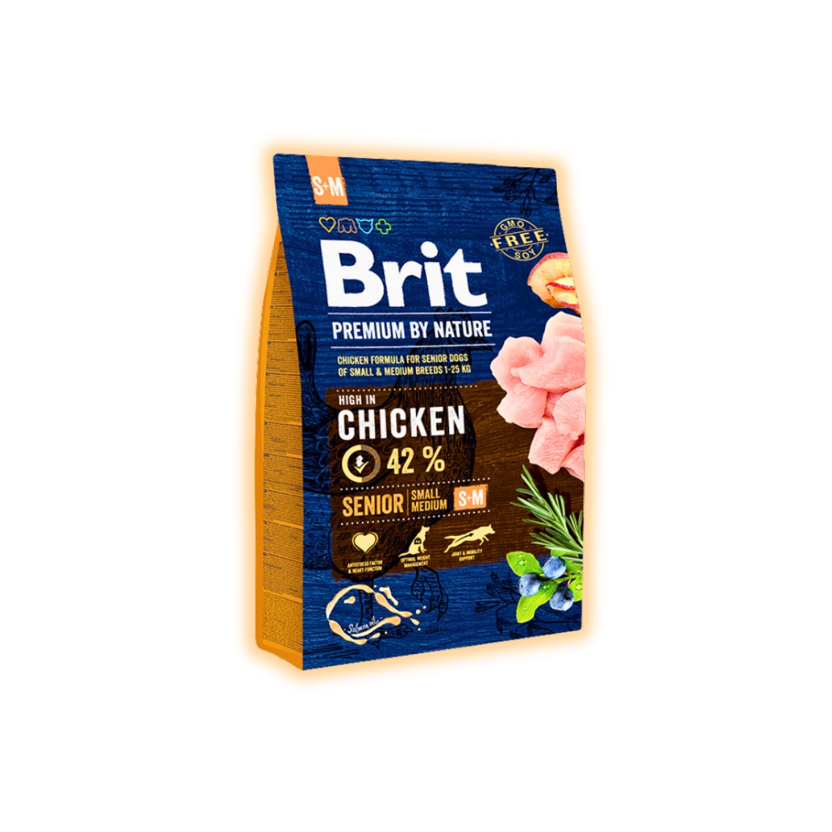 Сухий корм для собак Brit Premium Dog Senior S+M 3 кг - курка - pawow.com.ua
