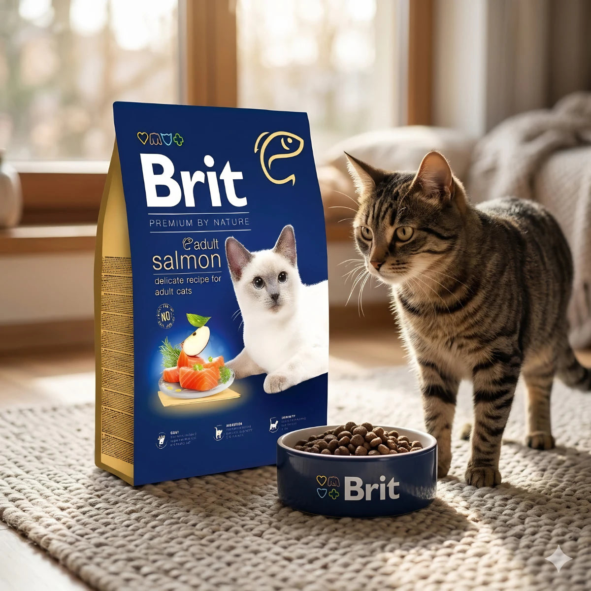 Сухий корм для котів Brit Premium by Nature Adult - лосось, промофото - pawow.com.ua