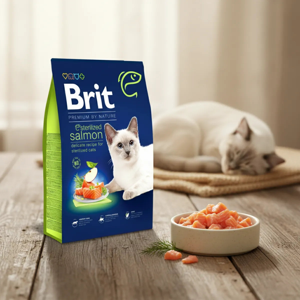 Brit Premium Cat by Nature Sterilized Salmon сухий корм для стерилізованих котів 8 кг - лосось