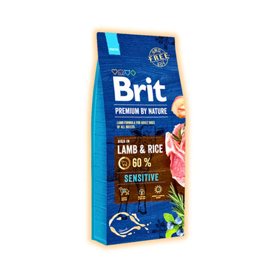 Brit Premium Dog Sensitive cухий корм для собак 15 кг - ягня та рис - pawow.com.ua