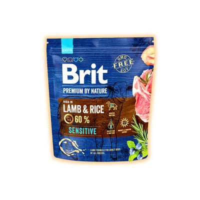 Brit Premium Dog Sensitive cухий корм для собак 1 кг - ягня та рис - pawow.com.ua