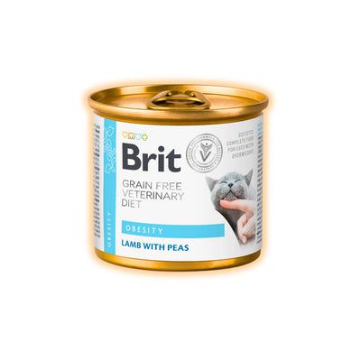 Вологий корм для котів Brit VetDiets Obesity 200 г - ягня та горох - pawow.com.ua