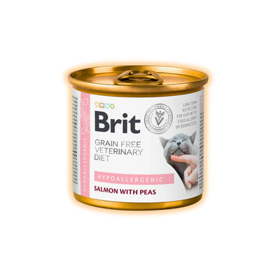 Вологий корм для котів Brit VetDiets Hypoallergenic 200 г - лосось та горох - pawow.com.ua