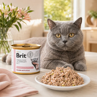 Вологий корм для котів Brit VetDiets Hypoallergenic - лосось та горох, промофото - pawow.com.ua