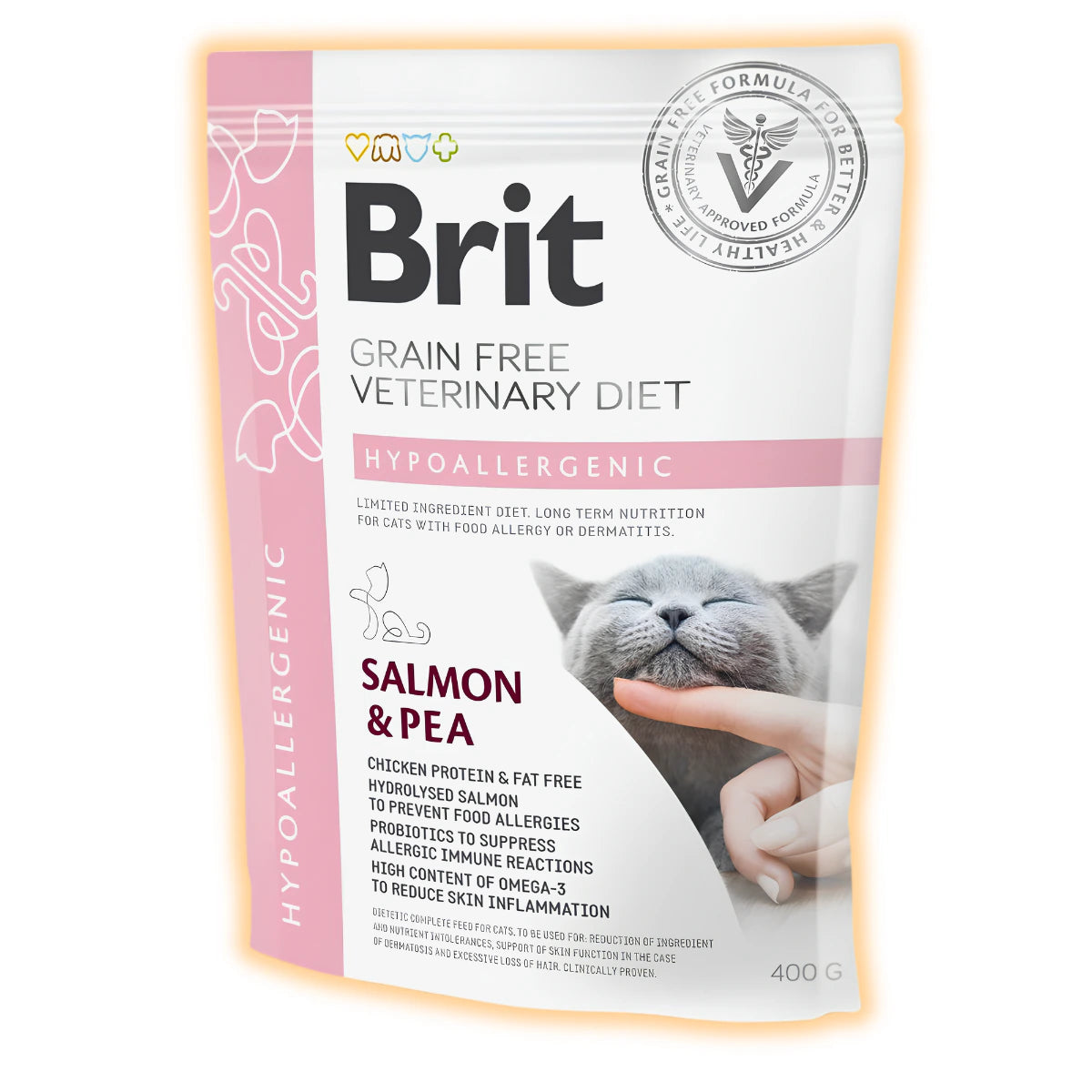 Сухий корм для котів Brit GF Veterinary Diet Hypoallergenic 400 г - лосось та горох - pawow.com.ua
