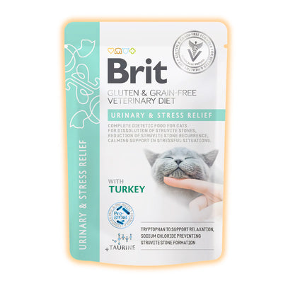 Вологий корм для котів Brit Veterinary Diet Urinary & Stress Relief 85 г - індичка - pawow.com.ua