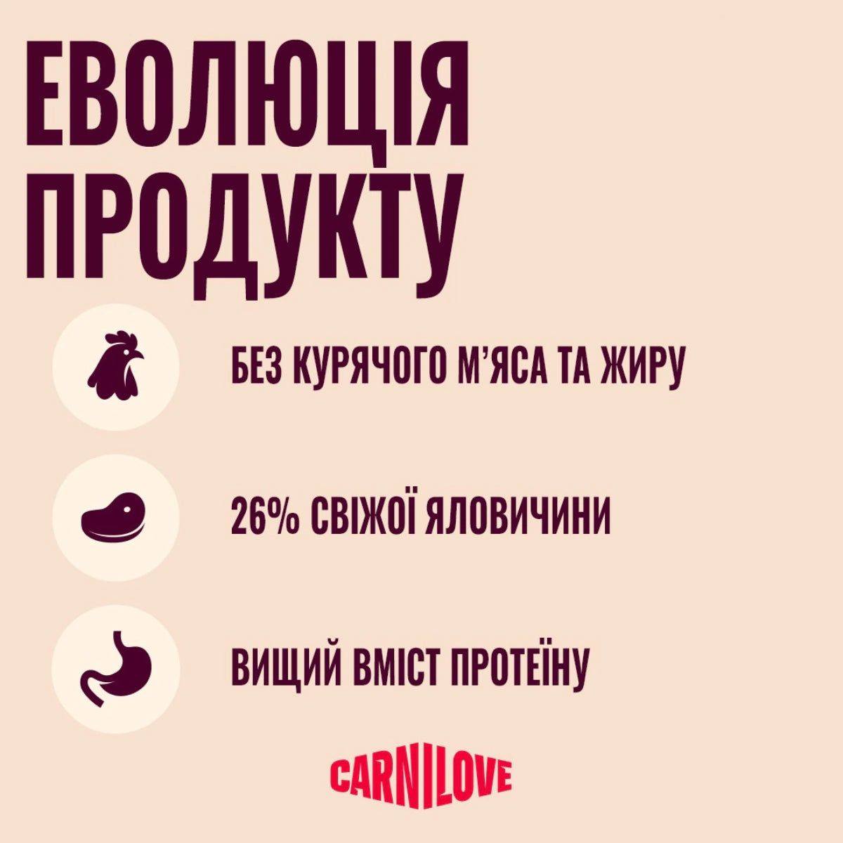 Корм сухий Carnilove Active Beef & Venison Sterilised для стерилізованих котів яловичина та оленина, еволюція продукту - pawow.com.ua