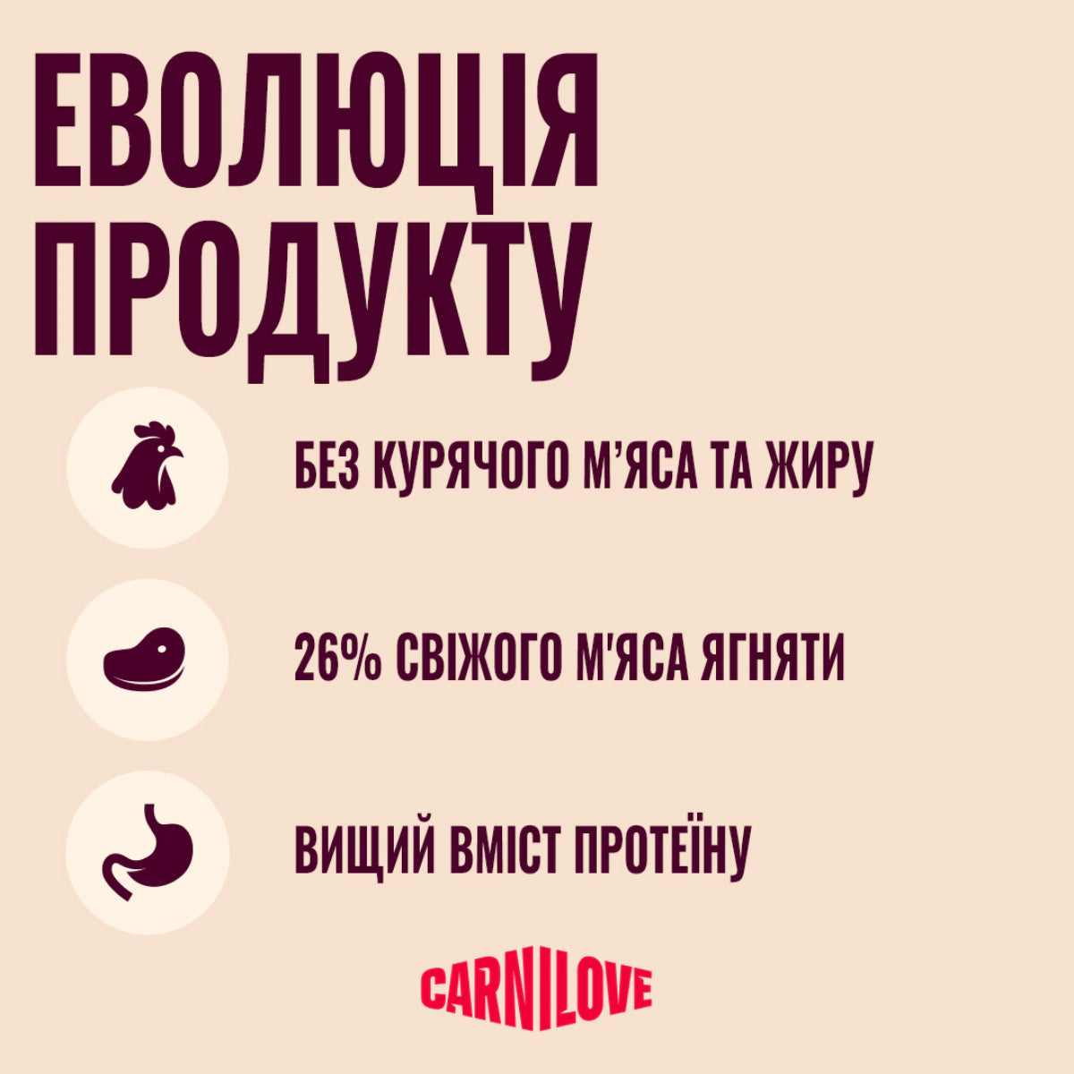 Корм сухий Carnilove Active Lamb & Wild Boar для собак ягня і дикий кабан, еволюція продукту - pawow.com.ua