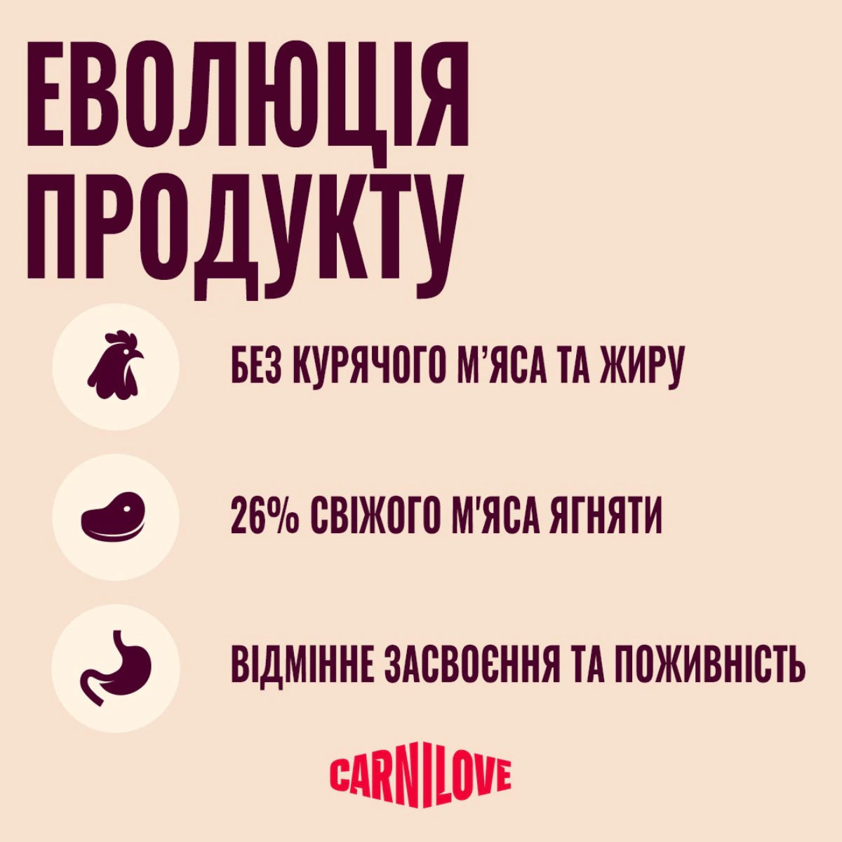 Корм сухий Carnilove Active Lamb & Wild Boar Sterilised для стерилізованих котів ягня і дикий кабан, еволюція продукту - pawow.com.ua