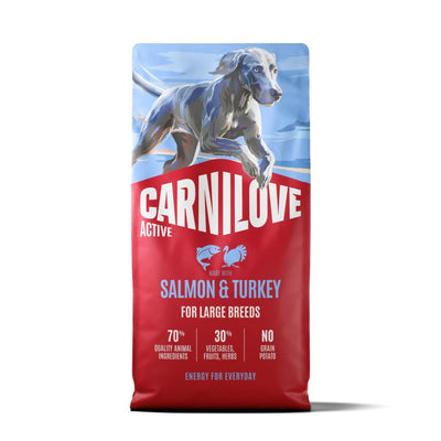 Корм сухий Carnilove Active Salmon & Turkey Large Breed для cобак великих порід лосось та індичка 12 кг - pawow.com.ua