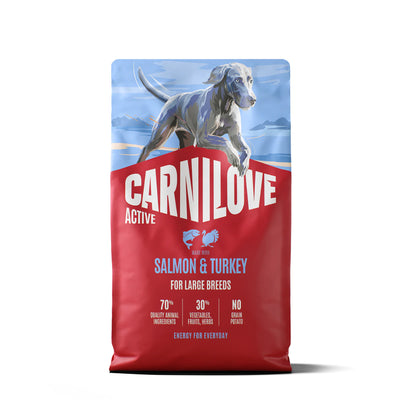 Корм сухий Carnilove Active Salmon & Turkey Large Breed для cобак великих порід лосось та індичка 4 кг - pawow.com.ua