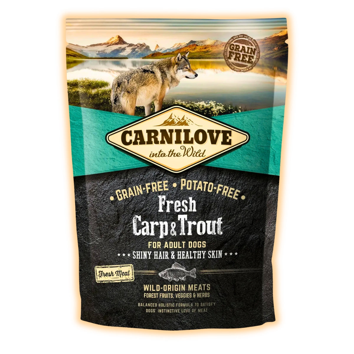 Cухий корм для собак Carnilove Fresh Shiny Hair & Healthy Skin All Breed Adult 1,5 кг - короп та форель - pawow.com.ua