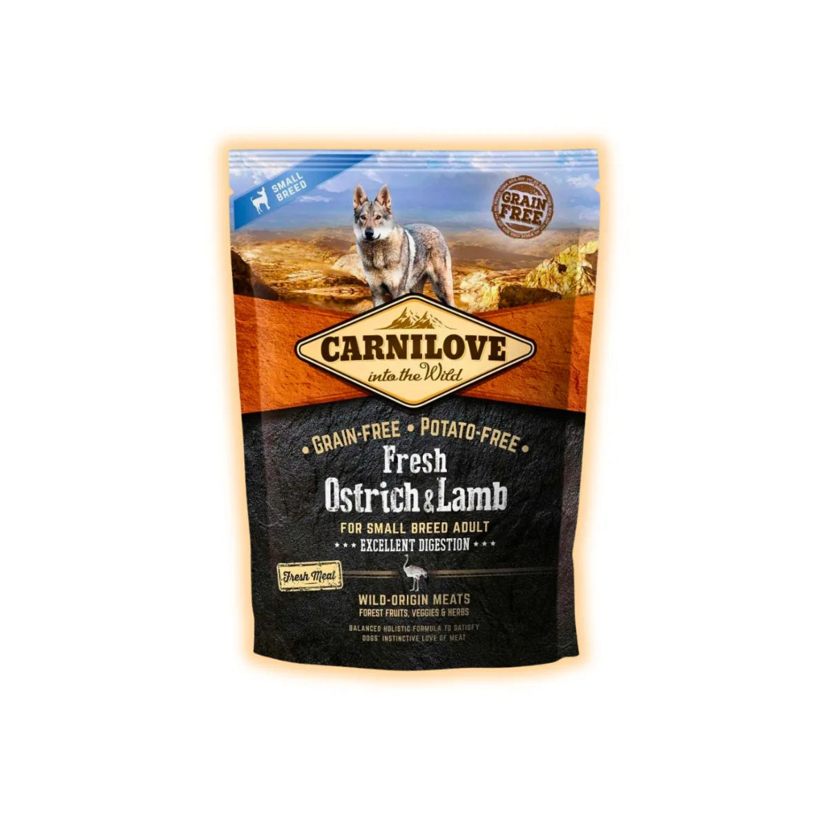 Cухий корм для собак Carnilove Fresh Small Breed Adult 1 кг - страус та ягня - pawow.com.ua