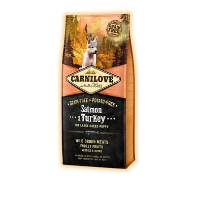 Cухий корм для цуценят Carnilove Puppy Large Breed Salmon & Turkey 12 кг - лосось та індичка - pawow.com.ua