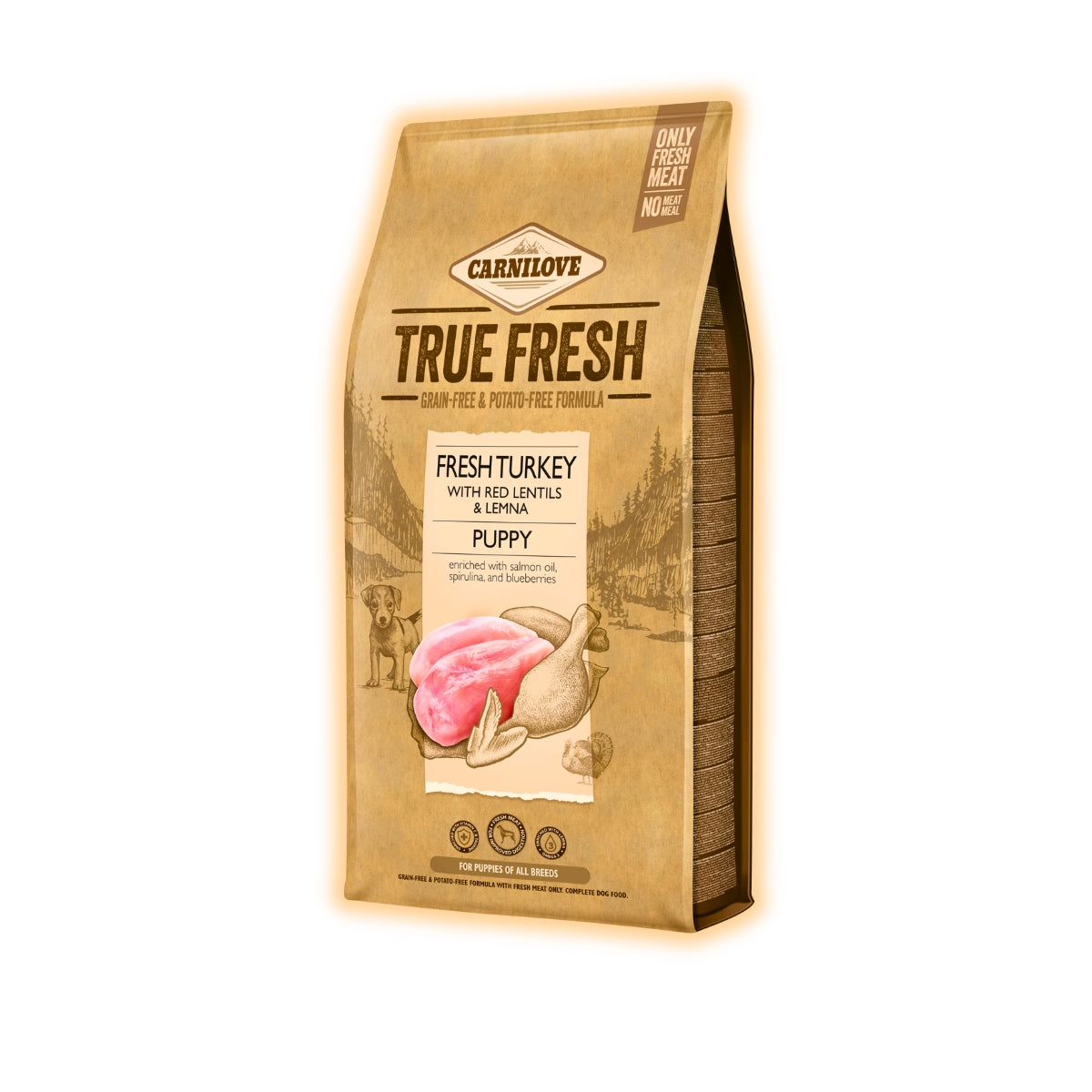 Cухий корм для цуценят Carnilove True Fresh Puppy 11,4 кг - індичка, червона сочевиця та ряска - pawow.com.ua