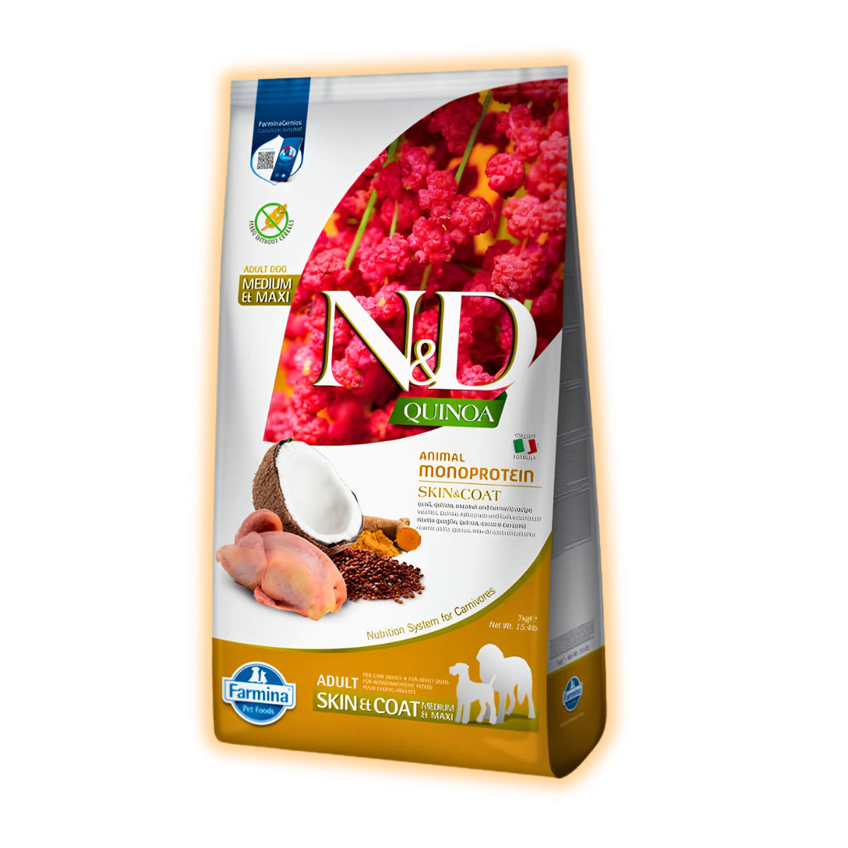 Farmina N&D Quinoa Dog Adult Medium & Maxi Skin & Coat Quail & Coconut 7 кг - pawow.com.ua