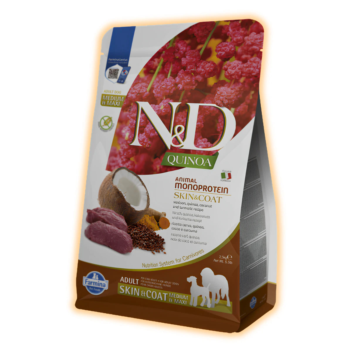 Farmina N&D Quinoa Dog Adult Medium & Maxi Skin & Coat Venison & Coconut 2.5 кг - pawow.com.ua