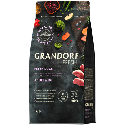 Grandorf FRESH DUCK & SWEET POTATO ADULT DOG MINI - Сухий корм для дорослих собак малих порід з качкою та бататом, 1 кг