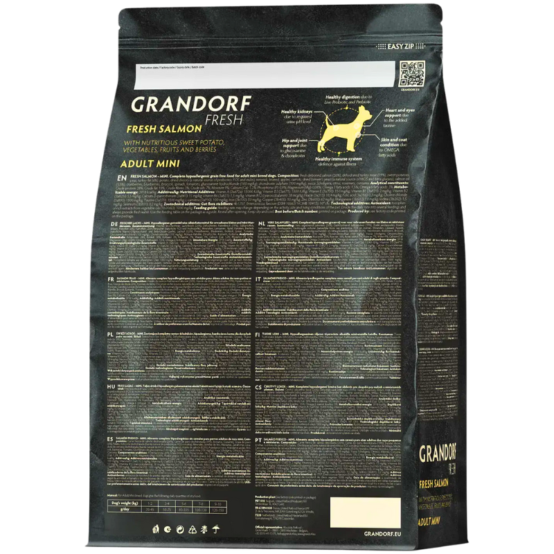 Упаковка Grandorf FRESH SALMON & SWEET POTATO ADULT DOG MINI - Сухий корм для дорослих собак малих порід з лососем та бататом