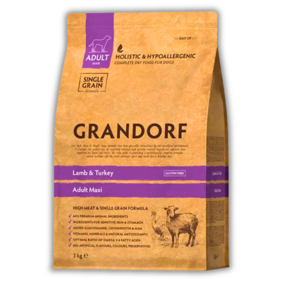 Упаковка сухого корму Grandorf Lamb & Turkey Adult Dog Maxi Breeds 3 кг