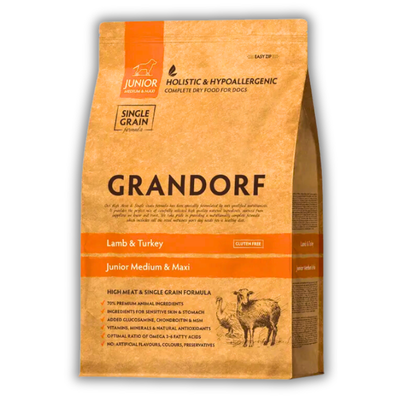 Упаковка сухого корму Grandorf Lamb & Turkey Junior Dog Medium & Maxi Breeds 1 кг