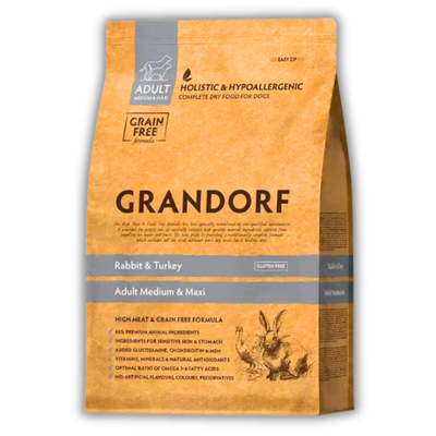 Упаковка сохого корму Grandorf Rabbit & Turkey for Adult Dog Medium & Maxi Breeds 1 - 3 кг