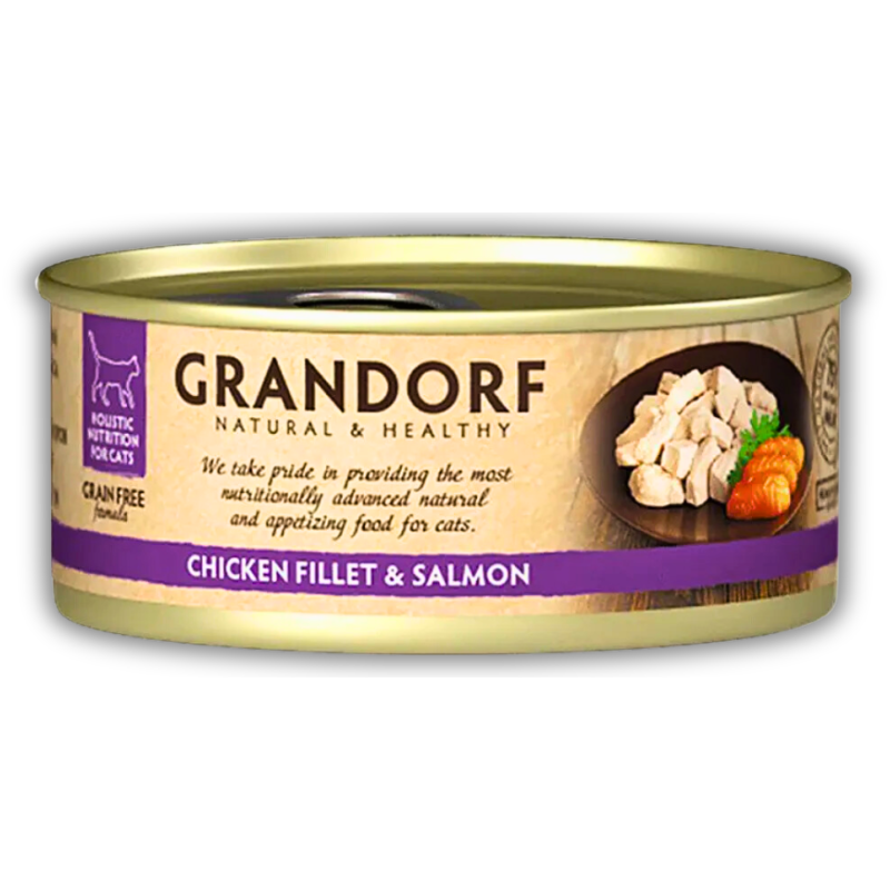 Банка вологого корму Grandorf Wet Chicken Fillet & Salmon Adult Cat All Breeds 70г