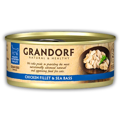 Банка вологого корму Grandorf Wet Chicken Fillet & Sea Bass Adult Cat All Breeds 70