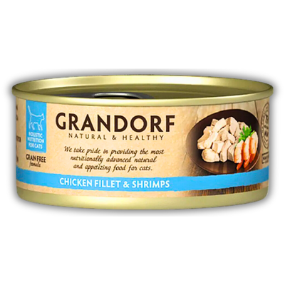 Банка вологого корму Grandorf Wet Chicken Fillet & Shrimps Adult Cat All Breeds 70г