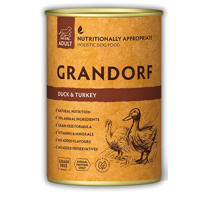 Банка вологого корму Grandorf Wet Duck & Turkey Adult Dog All Breeds 400г