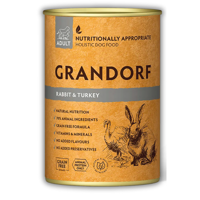 Банка вологого корму Grandorf Wet Rabbit & Turkey Adult Dog All Breeds 400г