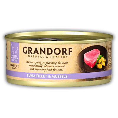 Банка вологого корму Grandorf Wet Tuna Fillet & Mussels Adult Cat All Breeds 70г