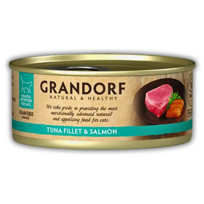 Банка вологого корму Grandorf Wet Tuna Fillet & Salmon Adult Cat All Breeds 70г